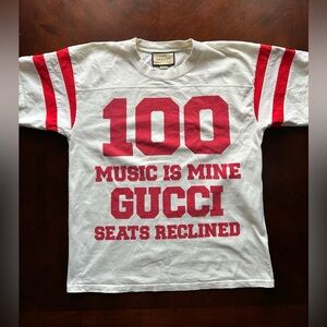 Gucci White Tee with Red Number Design UNISEX  
100 music is mine
